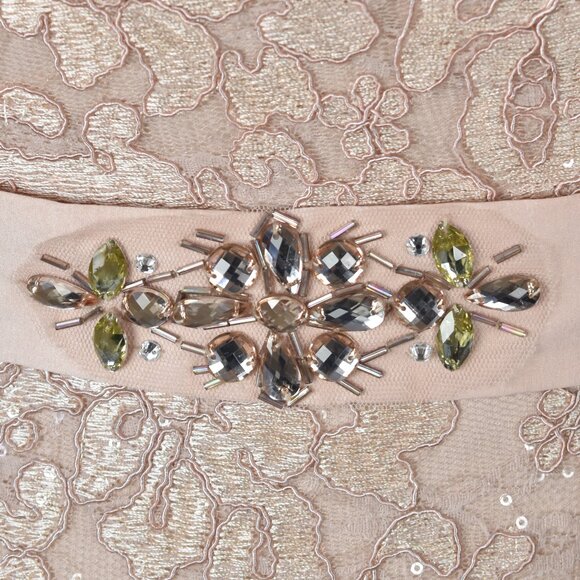 Ignite Evenings Cap Sleeve Sequin Lace Mock Two Piece Dress - 18 - Picture 3 of 9